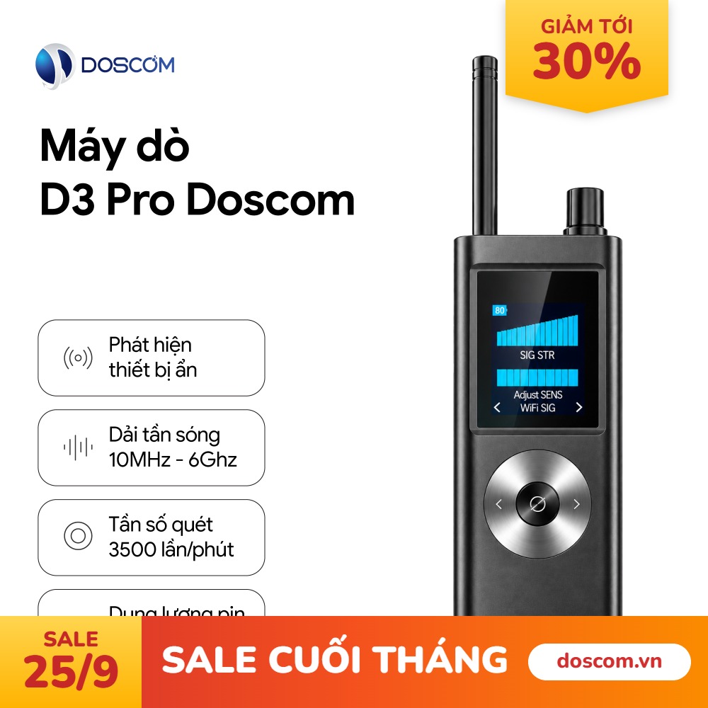 THIẾT BỊ DÒ D3 PRO DOSCOM - DÒ CAMERA ẨN, MÁY NGHE LÉN, TÍN HIỆU BẤT THƯỜNG