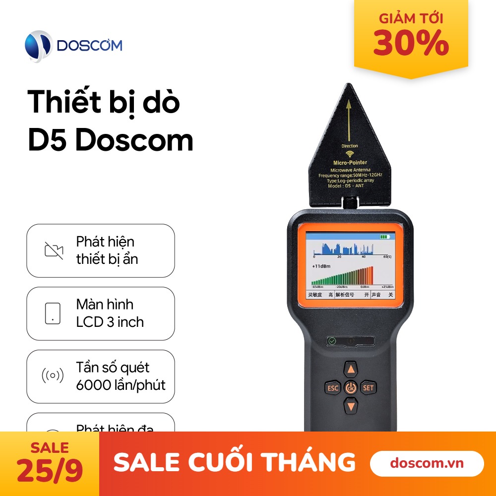 THIẾT BỊ DÒ D5 DOSCOM – DÒ MÁY NGHE LÉN, ĐỊNH VỊ, CAMERA ẨN, ...