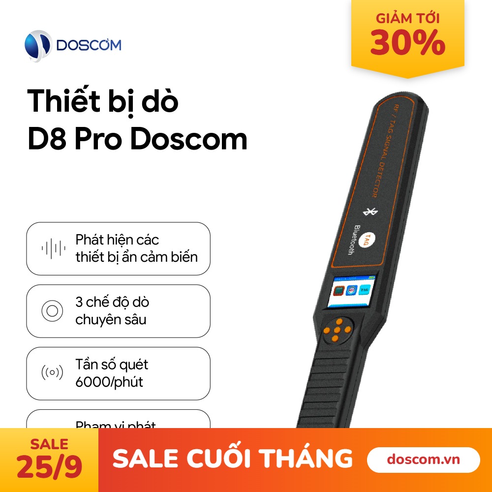 THIẾT BỊ DÒ D8 PRO DOSCOM - CÔNG NGHỆ MỚI DÒ MÁY NGHE LÉN, ĐỊNH VỊ, CAMERA ẨN, TAG…