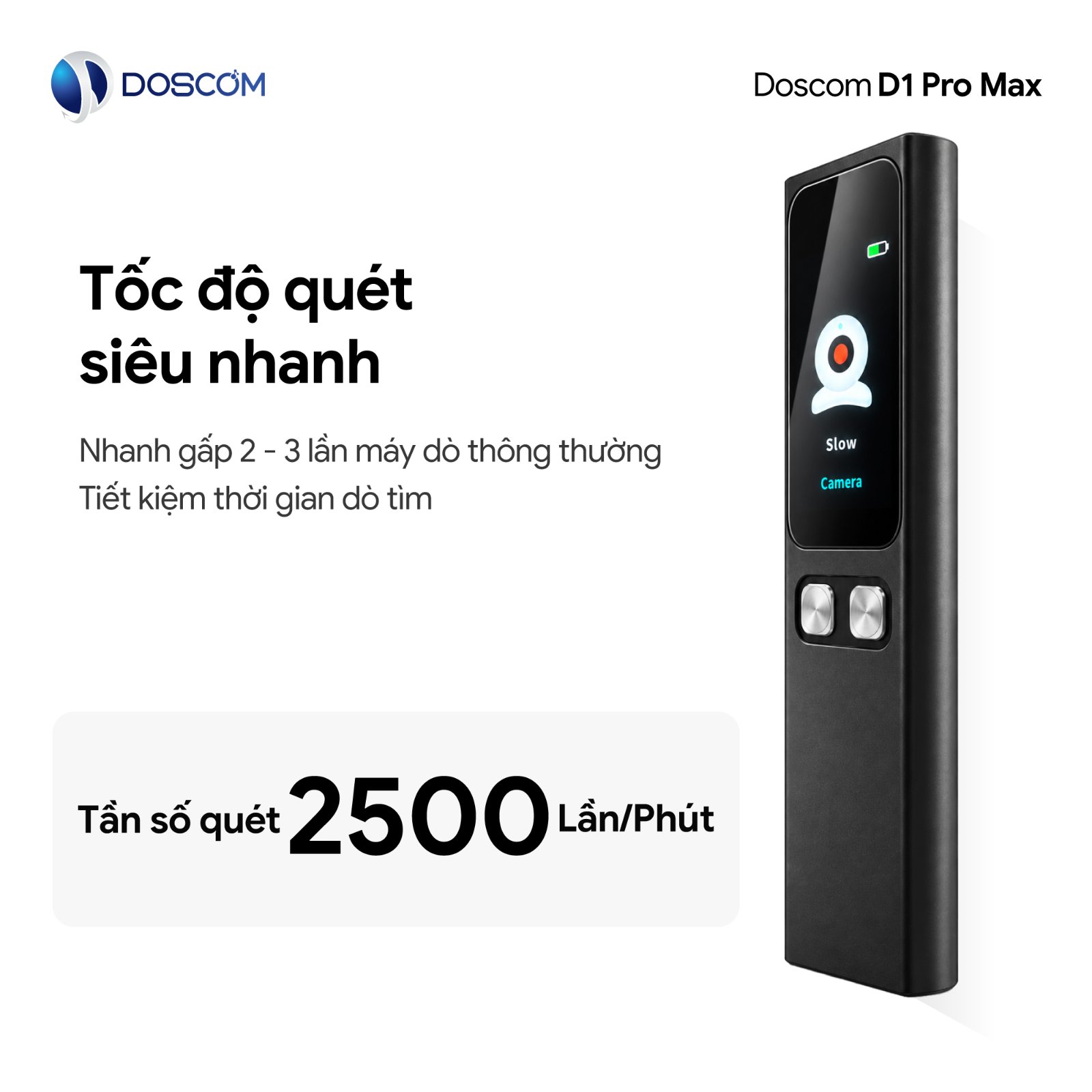 Tốc độ quét 2500 lần/phút giúp phát hiện nhanh chóng