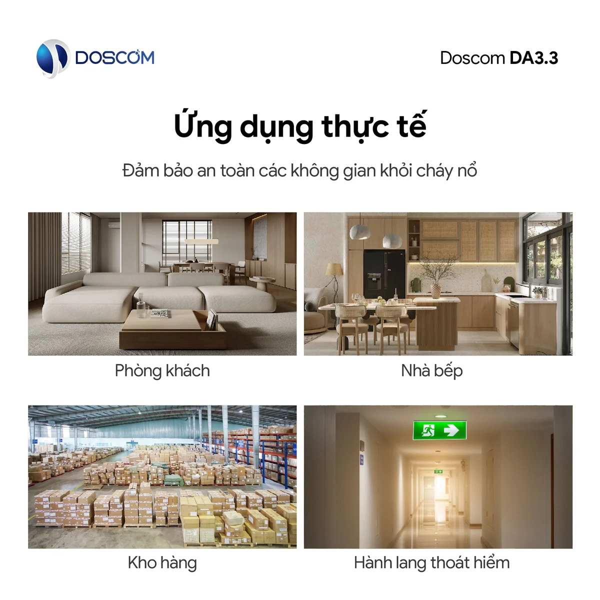 Ứng dụng camera DA3.3 phòng khách nhà bếp kho hàng