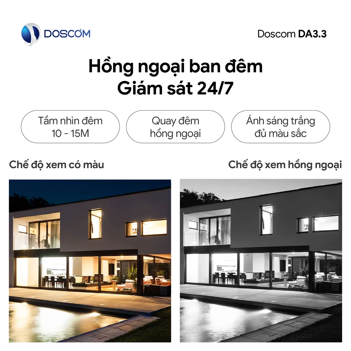Camera DA3.3 hồng ngoại ban đêm 10-15m