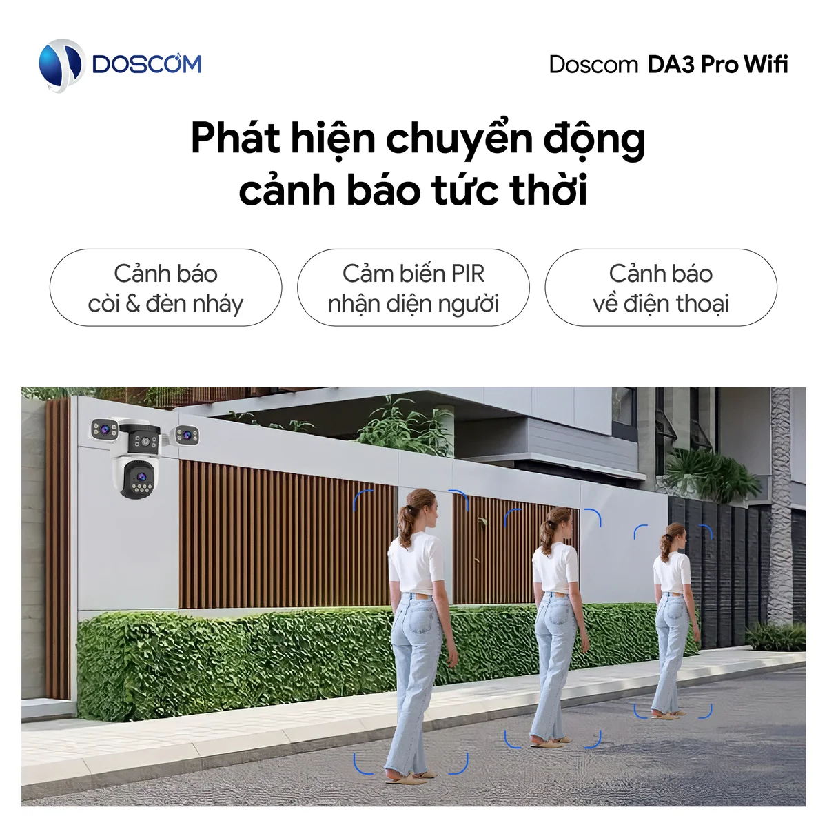 Camera Wifi DA3 Pro DOSCOM - phát hiện chuyển động, cảnh báo tức thì