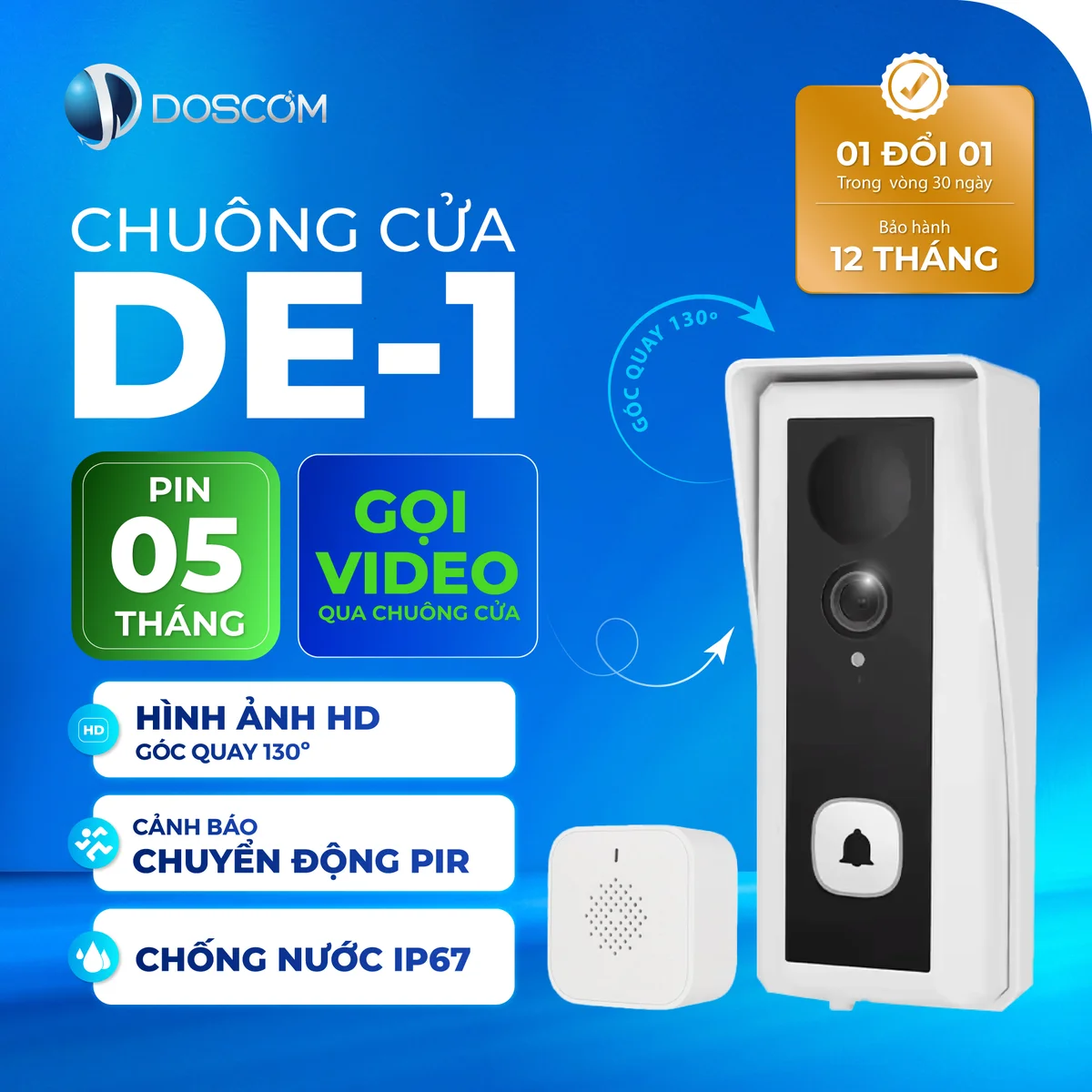Chuông cửa thông minh DE1 Doscom gọi video