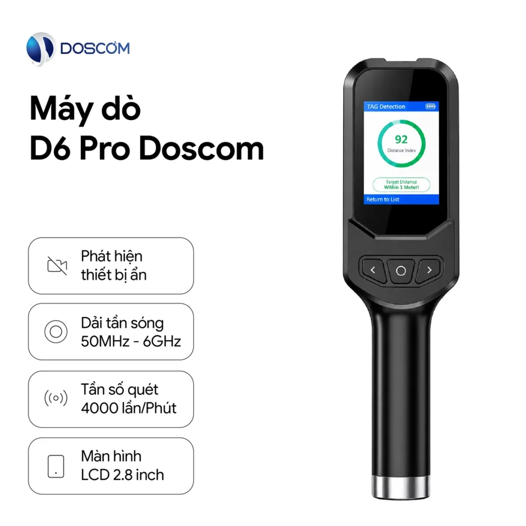 Máy dò D6 Pro Doscom dải tần 50MHz – 6GHz, tần số quét 4.000 lần/phút, màn hình LCD 2.8 inch