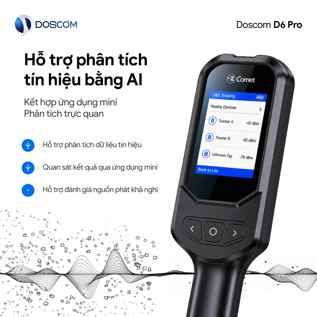 Máy dò D6 Pro hỗ trợ phân tích tín hiệu bằng AI qua ứng dụng mini